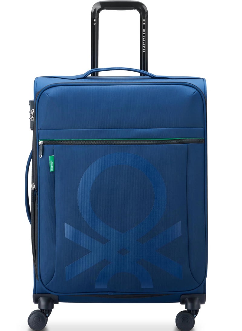 UNITED COLORS OF BENETTON Color Block 69 Cm 4-Double Wheeled Softside Expandable Check-In Luggage Trolley Case - Navy - Image 1